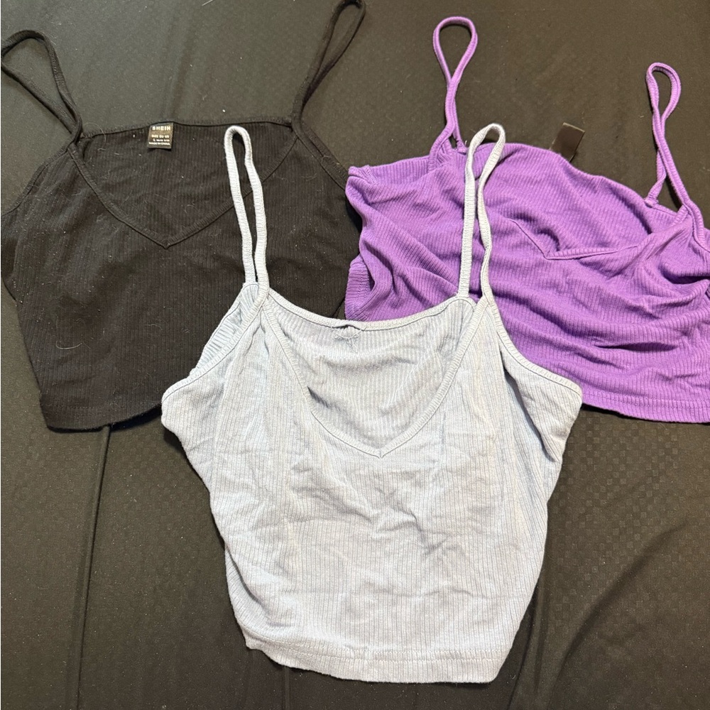 SHEIN Women's Camisole Tops - Black, Purple, Light Blue